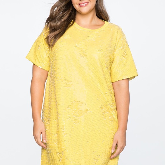 ELOQUII | Sequin Super Lemon Shift Dress - Picture 13 of 15